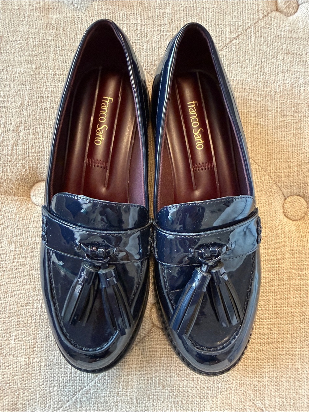 Franco Sarto Carolyn Low Profile Tassel Loafers Size: 6W Color: Navy Blue